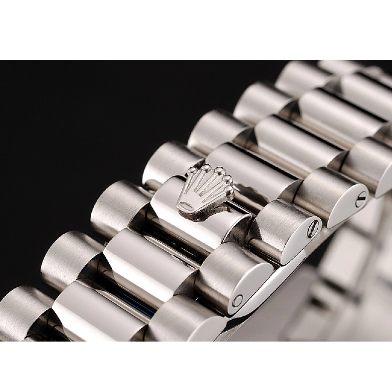 Aaa fake watches Black Rolex Diamond Numerals Swiss Case Dial 1453966 Stainless Day-Date Steel Diamond Bracelet 0605